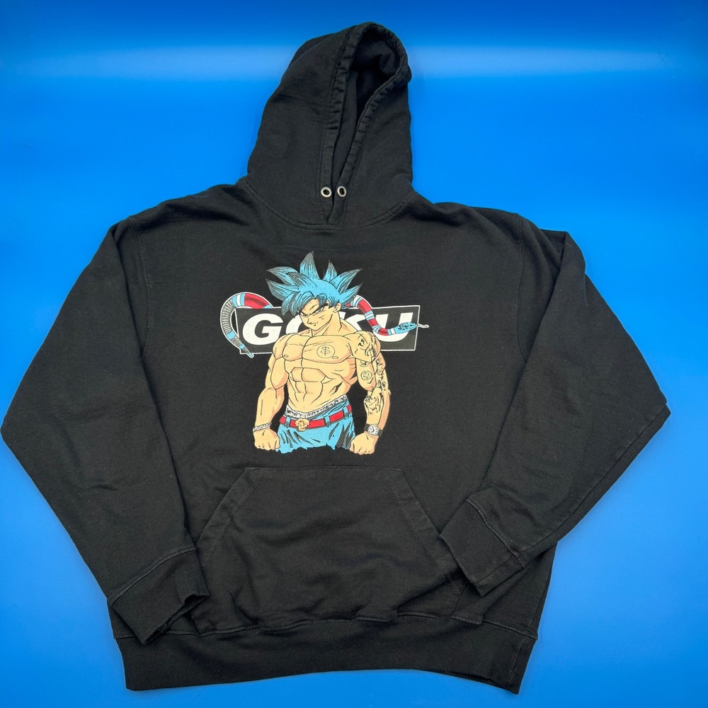 Pacific & Co Black Goku in Super Saiyan Blue Anime Graphic Hoodie Medium